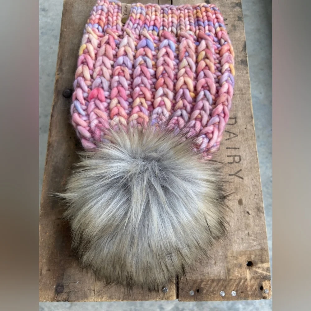 Hand knit Merino Wool Beanie Hat